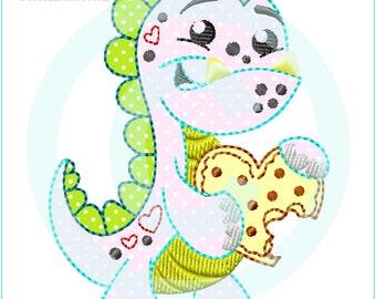 Stickdatei   KeksDino  Appli 10x10 (4x4") Drache Stickmuster Stickmotiv embroidery pattern  cookie dragon