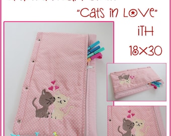 Embroidery file folder pencil case Cats bag ITH 18x30 embroidery pattern embroidery pattern pencil case bag