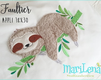 Embroidery file sloth fringes appli 18x30 doodle embroidery pattern sloth applique embroidery pattern embroidery motif