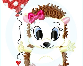 Stickdatei  Igelinchen in Love  Appli 10x10 (4x4") Stickmuster Stickmotiv embroidery pattern  appliqué hedgehog balloon