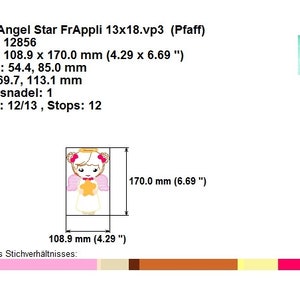 Stickdatei Engel AngelGirl Star Appli 13x18 5x7 Stickmuster Stickmotiv embroidery pattern angel appliqué angel star Bild 5