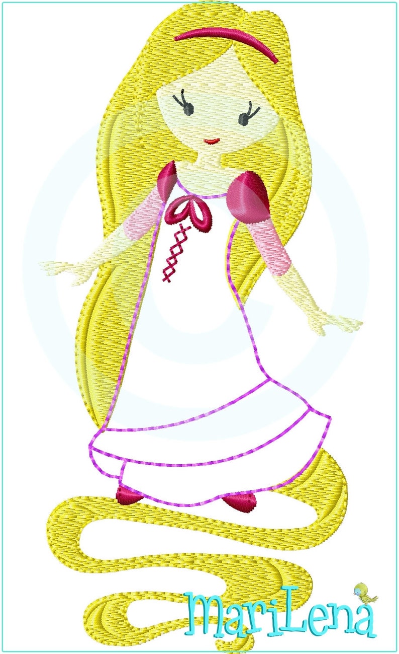 Stickdatei Prinzessin Rapunzel Appli 13x18 Stickmuster | Etsy Stickdatei Wichtel Finni Blümchen a. Schaukel Füll 13x18 | Etsy
