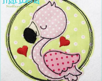 Stickdatei Flamingo Doodle Button Appli 10x10 Stickmuster Stickmotiv embroidery pattern  flamingo appliqué doodle button MariLena