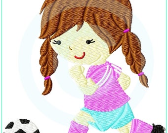 Embroidery file soccer player fill 10x10 (4x4") embroidery pattern embroidery motif machine embroidery pattern soccer player girl