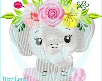 Embroidery file ElyFlower elephant filling 10x10 embroidery pattern elephant flower embroidery pattern embroidery motif