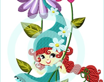 Embroidery file imp Finni Blümchen a. Swing filling 13x18 (5x7") embroidery pattern embroidery pattern fairy gnome