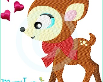 Stickdatei  Reh Kitz in Love  Füll 10x10 (4x4") Stickmuster Stickmotiv embroidery pattern   deer fawn