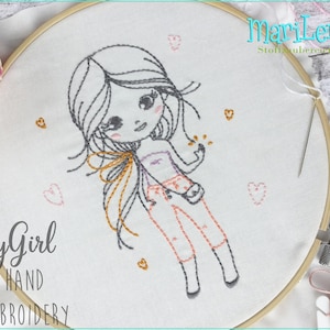 Hand embroidery template HeyGirl hand embroidery pattern girl MariLena embroidery pattern embroidery motif