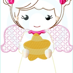 Stickdatei Engel AngelGirl Star Appli 13x18 5x7 Stickmuster Stickmotiv embroidery pattern angel appliqué angel star Bild 4