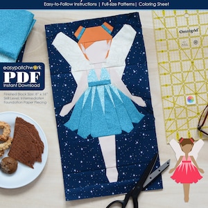 8&quot; x 16&quot; Fairy of Inspiration, Jolean - Foundation Paper Pieced Quilt Block PDF with Instructions