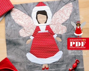 16" Winter Snow Fairy, Amber - Foundation Paper Pieced Quilt Block PDF with Instructions