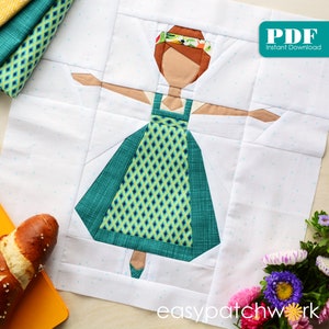 Octoberfest Girl - Anna - 12&quot; Foundation Paper Pieced Quilt Block PDF