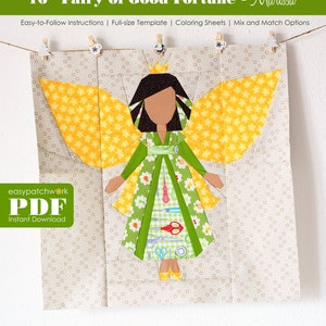 16" Fairy of Good Fortune - Foundation Paper Pieced Quilt Block PDF with Instructions