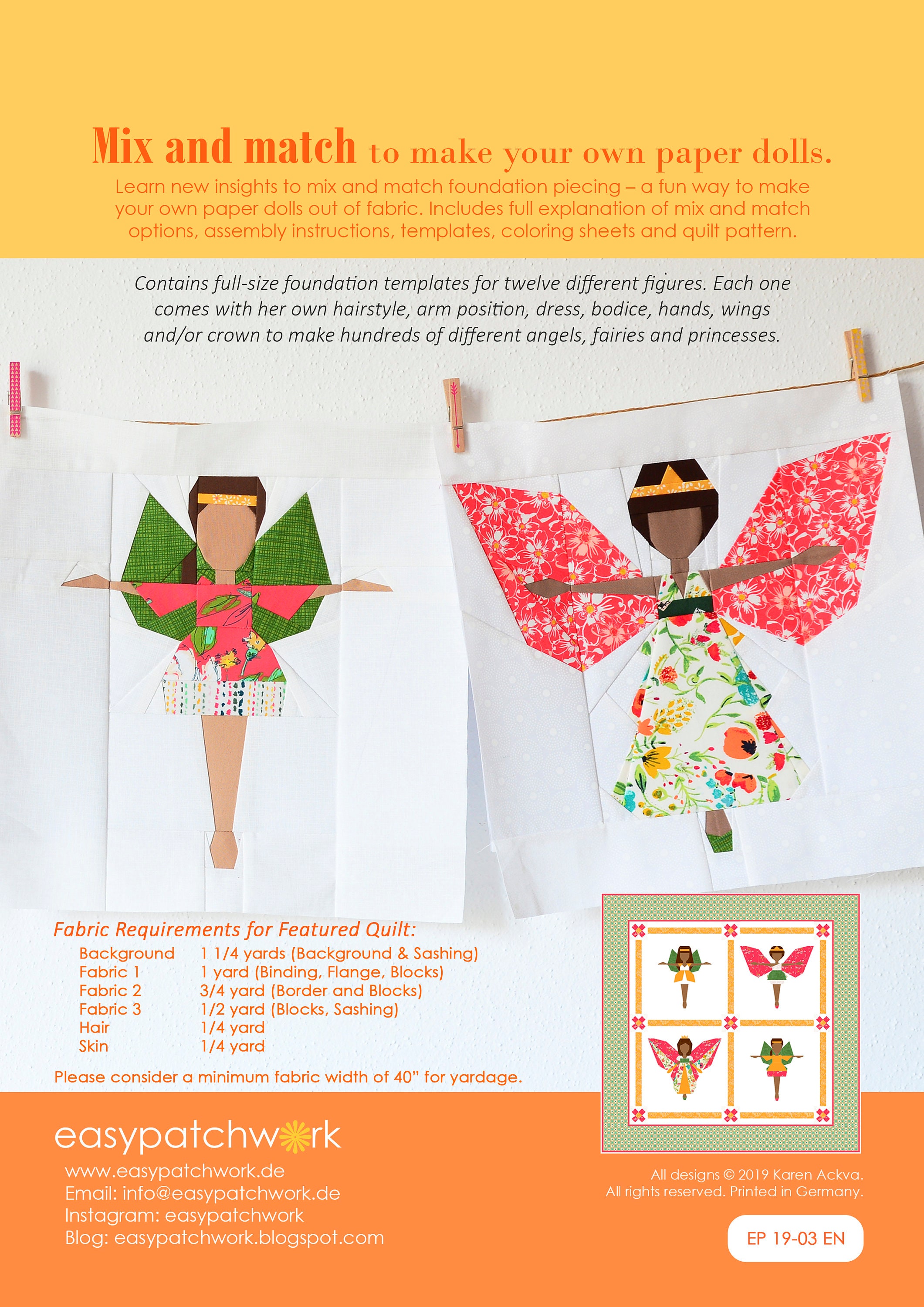 Enchanted Paper Dolls Quilt Pattern Book A Mix and Match Etsy Ireland