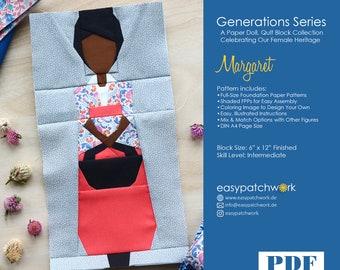 Generations Paper Doll Series - Margaret - FPP Quilt Block with Mix & Match Options