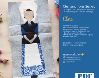 Generations Paper Dolls Series - Clara - FPP Quilt Block with Mix & Match Options