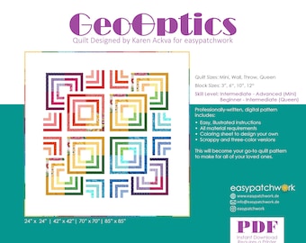 GeoOptics Quilt Pattern | Digital | 4 Sizes | by easypatchwork