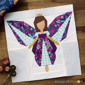 Agatha - Enchanted Paper Dolls Single Quilt Block Foundation Paper Pieced - PDF Digital Download from easypatchwork