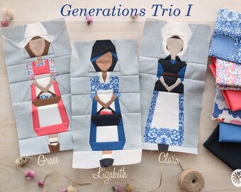 Generations Trio I Featuring Grace, Clara and Lizabeth - FPP Quilt Blocks with Mix & Match Options