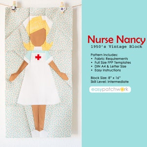 Nurse Nancy - 1950's Vintage - Foundation Pieced, PDF Quilt Block PDF with Instructions