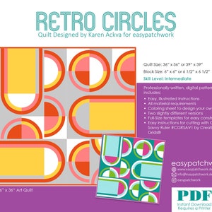 Retro Circles Digital PDF Quilt Pattern (English)
