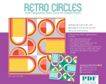 Retro Circles Digital PDF Quilt Pattern (English)