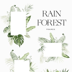 Aquarelle Tropical Greenery, Frame Clipart, Tropical Frame Clipart, Aquarelle Greenery, Feuille de palmier, Feuille de bananier, Numérique