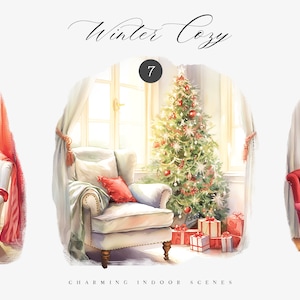 Christmas Watercolor Scenes, Christmas Clipart, Watercolor Winter, Stickers Clipart, Christmas Cards Clipart, Christmas Cards, Winter Scenes