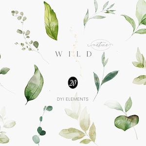 Grüne Clipart - Grüne Aquarell Clipart - Laub Clipart - Hochzeit Clipart - Grüne - Botanische Clipart -Greenery Elements-Clipart