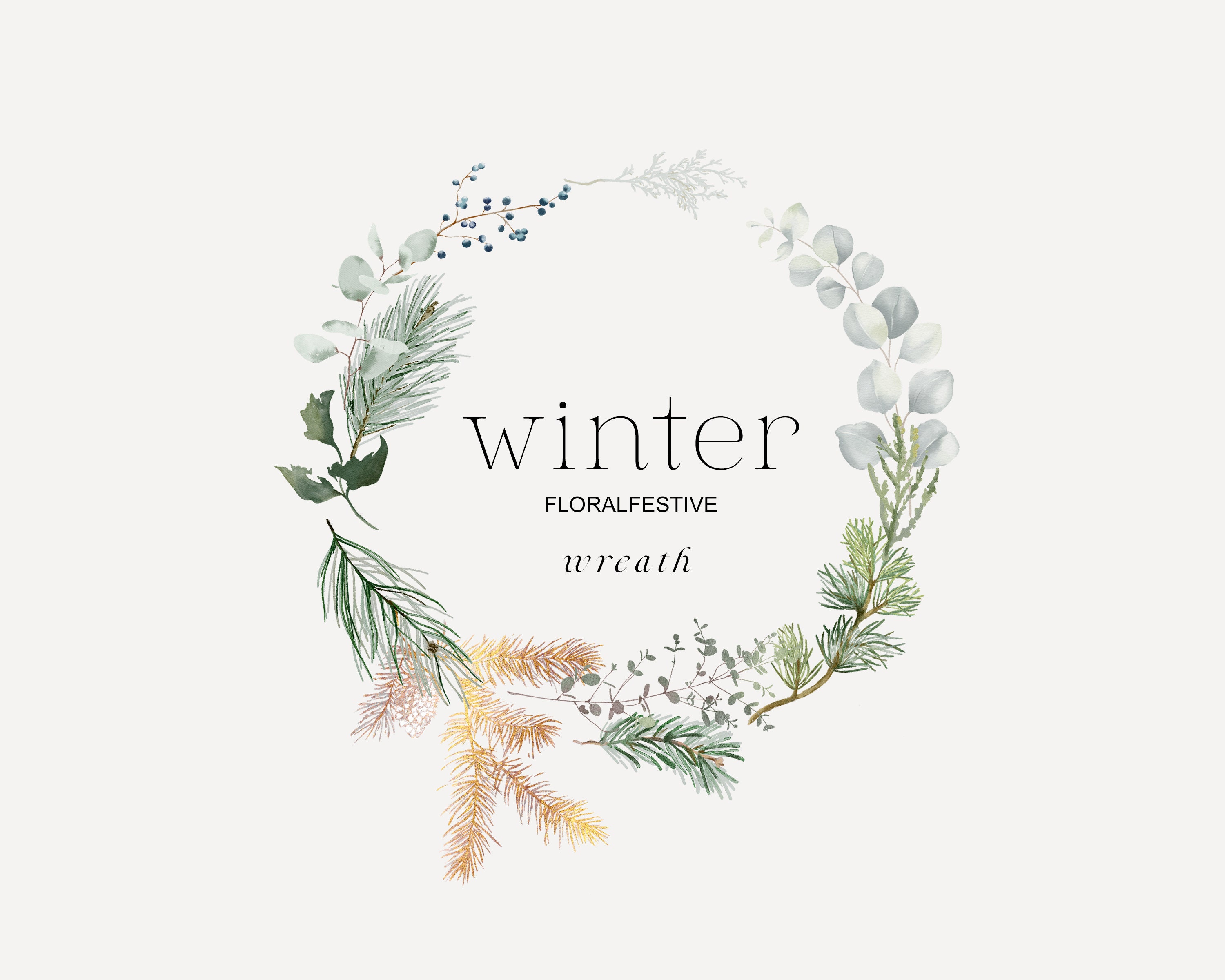 Winter Greenery Clipart Christmas Wreath Christmas Clipart - Etsy