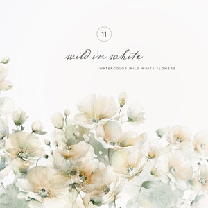 Aquarelle Floral Clipart, Clipart de fleurs blanches, Clipart Floral neutre, cadre de fleurs blanches, bordure florale, Bouquet blanc, Clipart de mariage