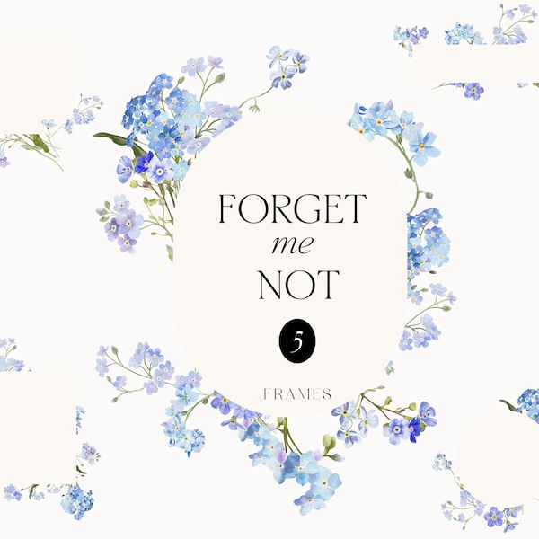 Fleurs de printemps aquarelle - Clipart Floral bleu - aquarelle fleurs bleues - Clipart mariage - cadres floraux - Clipart Floral sauvage - cadres