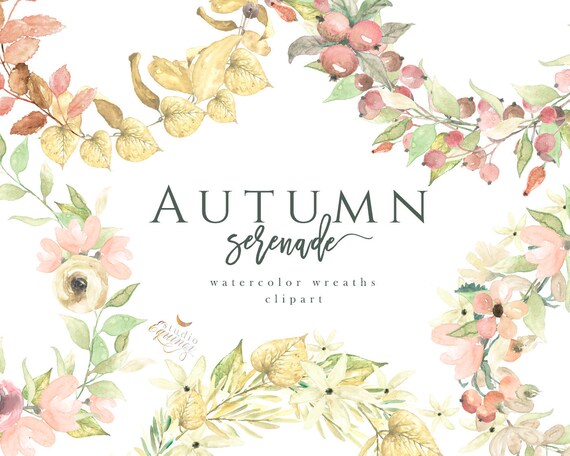 Autumn Serenade Watercolour Fall Wreaths Autumn Floral Etsy