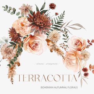 Terracotta Boho Herfstbloemen - Boho Herfst - Herfstbloemen - Boho Bruiloft - Neutrale bloemen - Neutrale boeketten - Boho