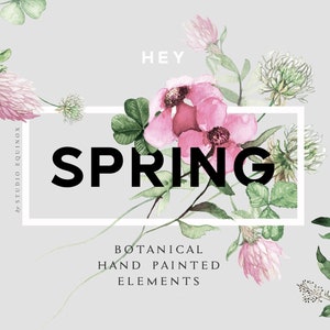 Ei, primavera, flores botânicas em aquarela, clipart floral em aquarela, trevo de quatro folhas, trevo, clipart de trevo botânico, guirlanda de primavera