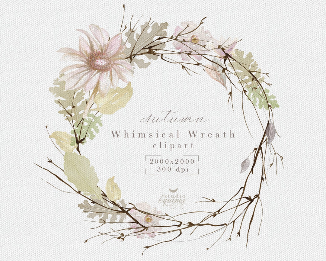 Watercolor Wreath Clipart, Floral Wreath Clipart, Botanical Wreath