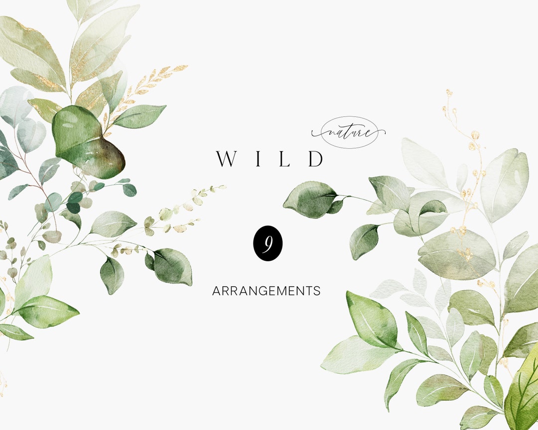 Watercolor Greenery Clipart – Foliage Bouquets, Wedding Designs (PNG ...