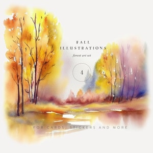 Imágenes Prediseñadas de otoño de acuarela, imágenes prediseñadas de paisaje de otoño, imágenes prediseñadas de pegatinas, paisaje de bosque de otoño, imágenes prediseñadas de otoño, imágenes prediseñadas de otoño, otoño de acuarela