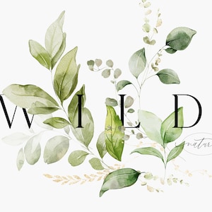 Ilustraciones botánicas en acuarela con motivos vegetales y detalles en lámina dorada. imagen 10