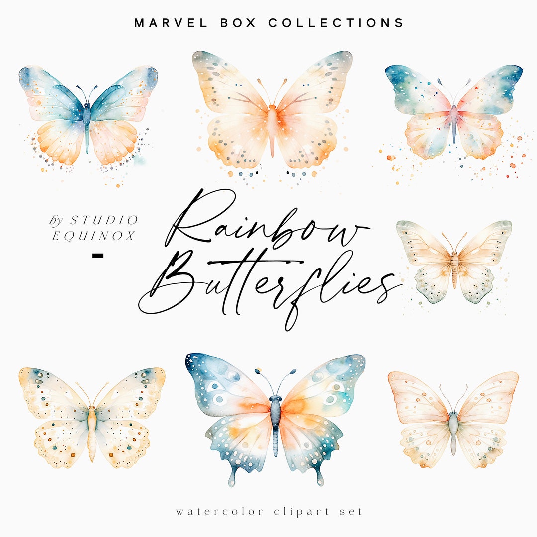 Watercolor Butterflies Clipart, Stickers Clipart, Watercolor Clipart ...