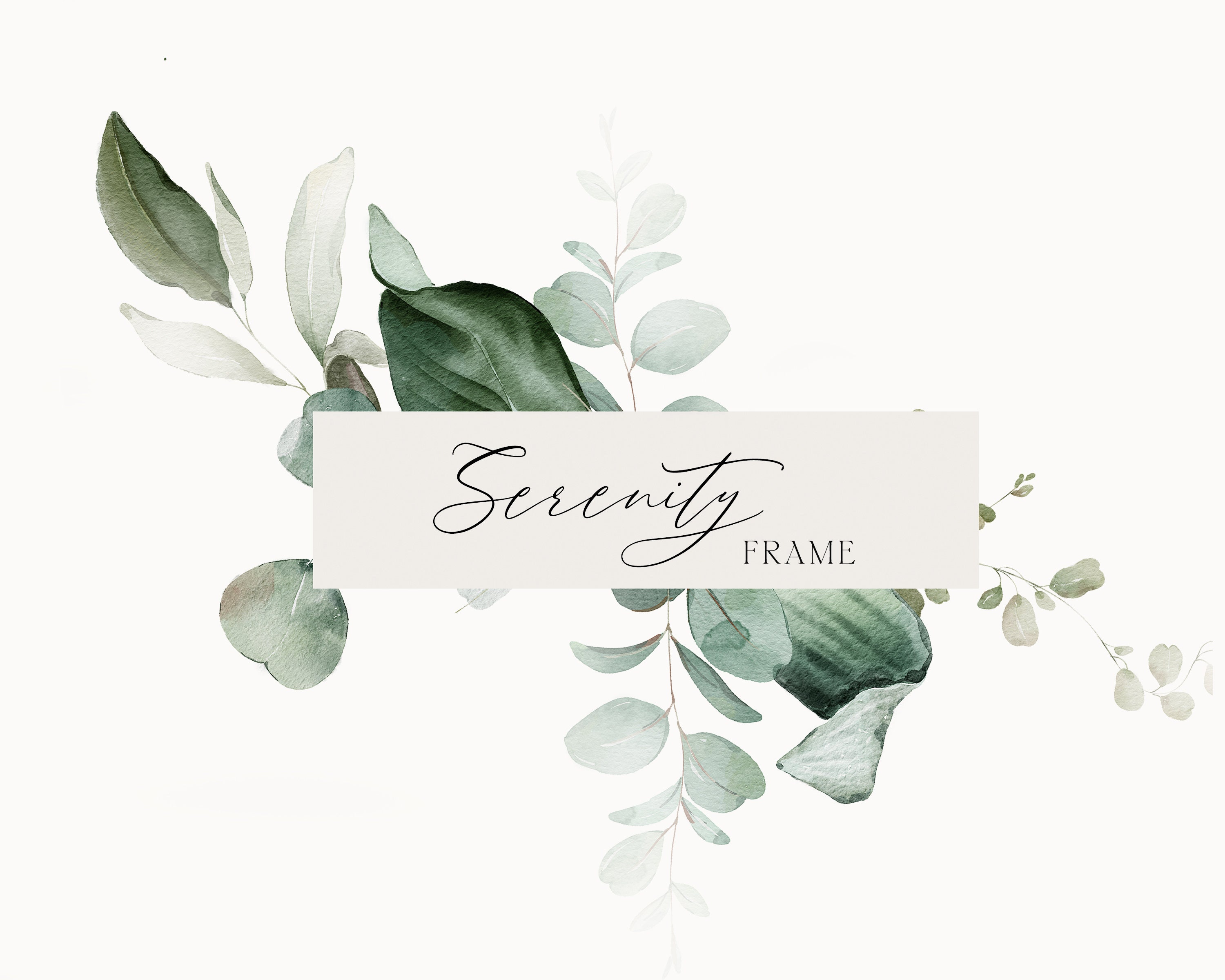 Watercolor Eucalyptus Clipart Frame – Greenery Wedding Design (PNG) - Etsy