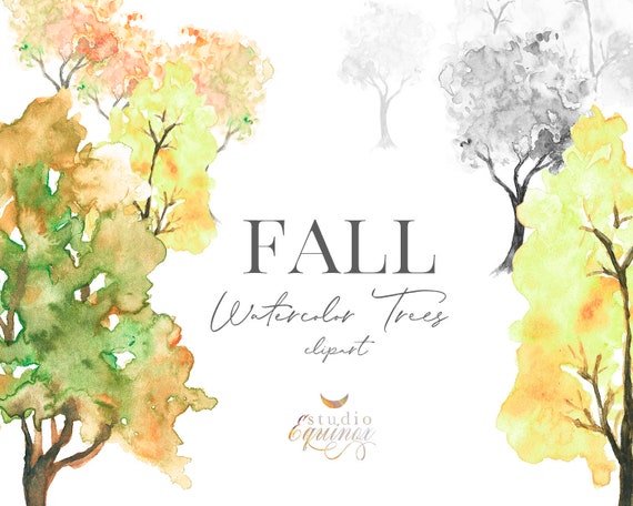 Herbst Aquarell Baume Clipart Aquarell Herbst Baume Clipart Etsy