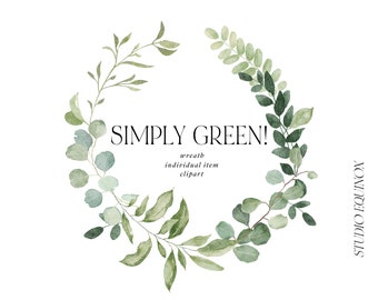 Watercolor Greenery Leaves Wreath Clipart, Summer Foliage Wreath ...