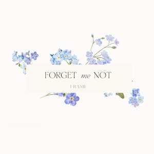 Blue Floral Watercolor Frame Clipart – Premade Wedding Design (PNG)