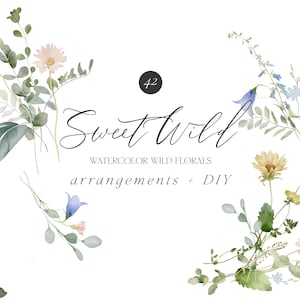 Clipart Floral aquarelle - fleurs sauvages - Clipart Floral - Clipart mariage - Clipart verdure - aquarelle Clipart - Clipart fleurs sauvages