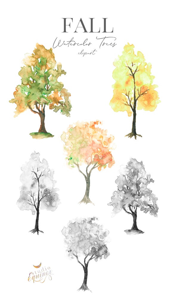 Herbst Aquarell Baume Clipart Aquarell Herbst Baume Clipart Etsy