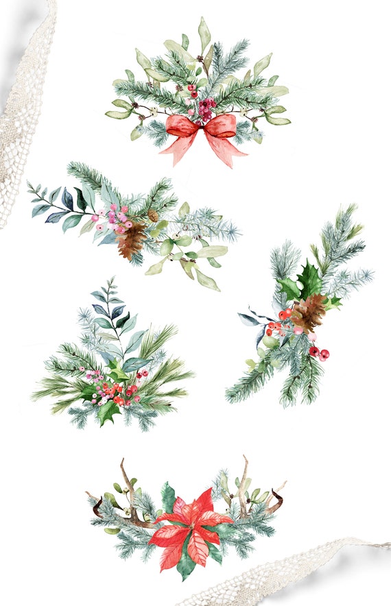 Winter Greenery, Single Watercolour Wreath Clipart, Winter Wreath, Pine  Cone Wreath, Winter Berries Wreath, Holly Berries,Christmas Wreath