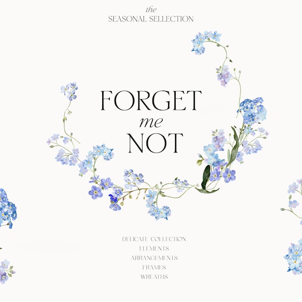 Forget me not Clipart - Watercolor Forgetmenot - Watercolor Spring Flowers - Blue Floral Clipart - Watercolor Blue Flowers - Wedding Art