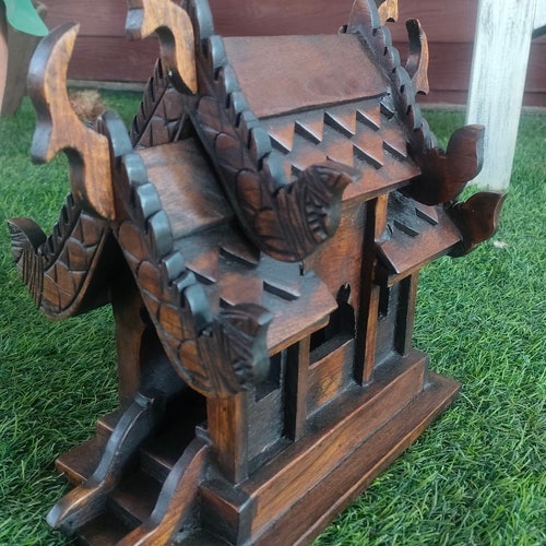Medium Thai Teak Wood Wooden Spirit House Handmade Altar - Etsy - Spirit Shared Wooden Structure