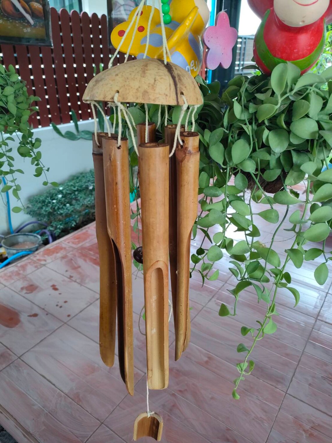 Large bamboo wind chime hanging outdoor melodious sound Etsy